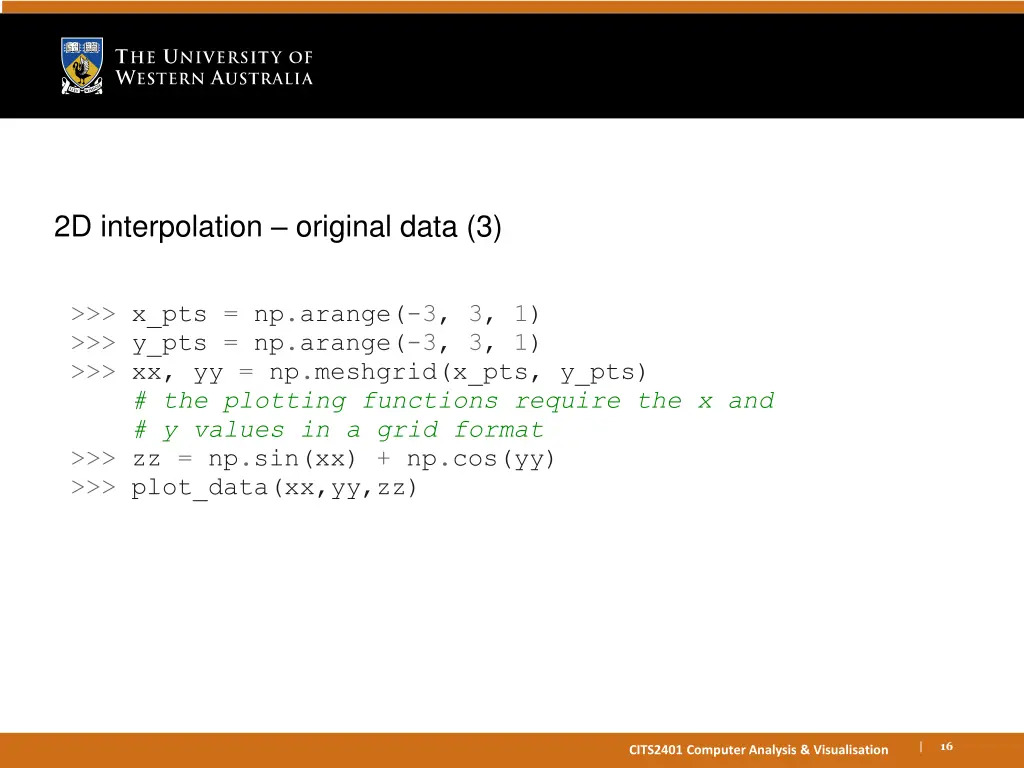 2d interpolation original data 3