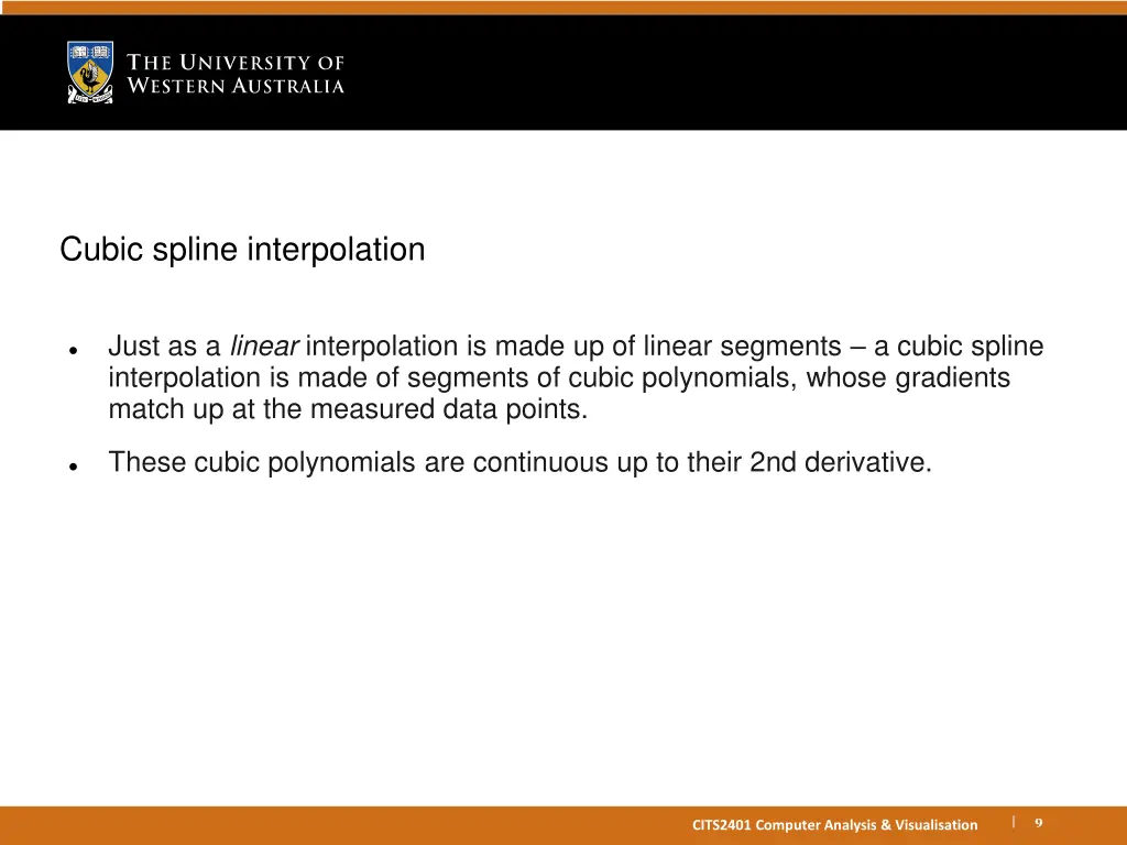 cubic spline interpolation