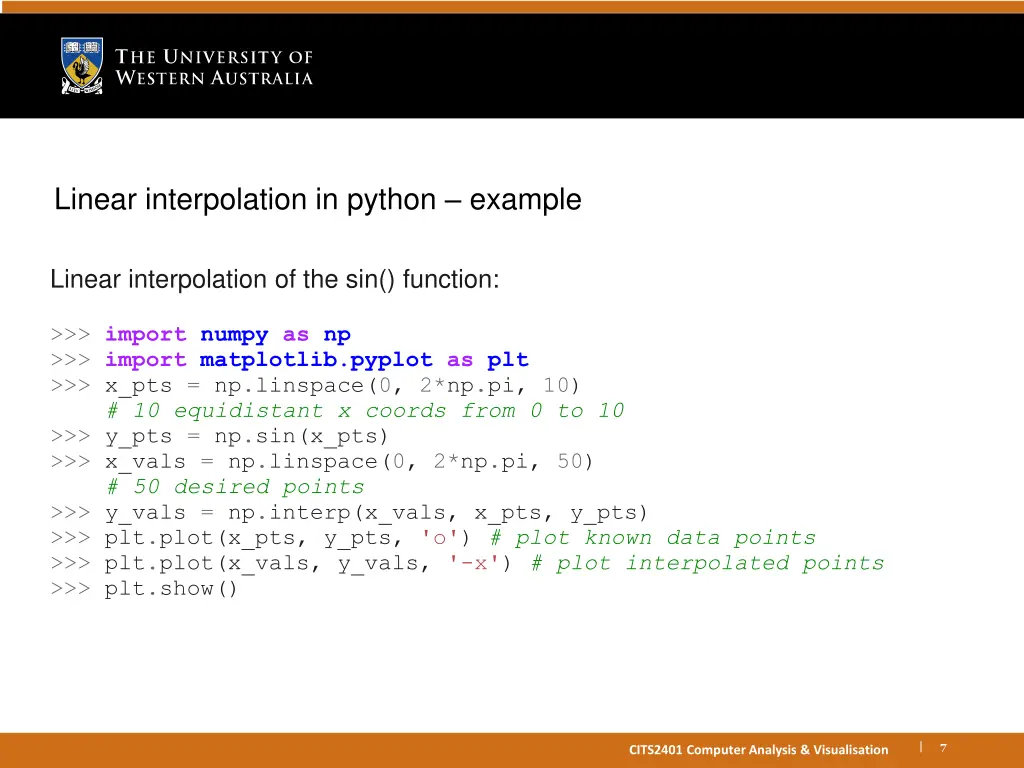 linear interpolation in python example