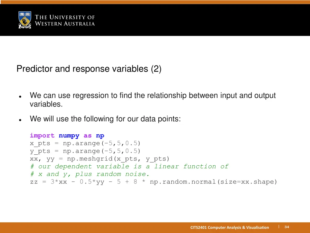 predictor and response variables 2