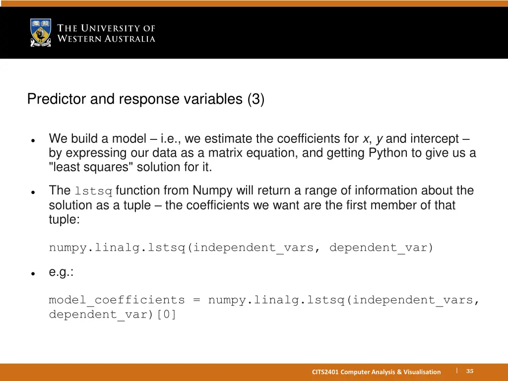 predictor and response variables 3