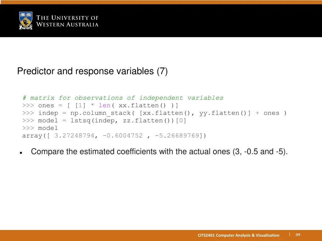 predictor and response variables 7