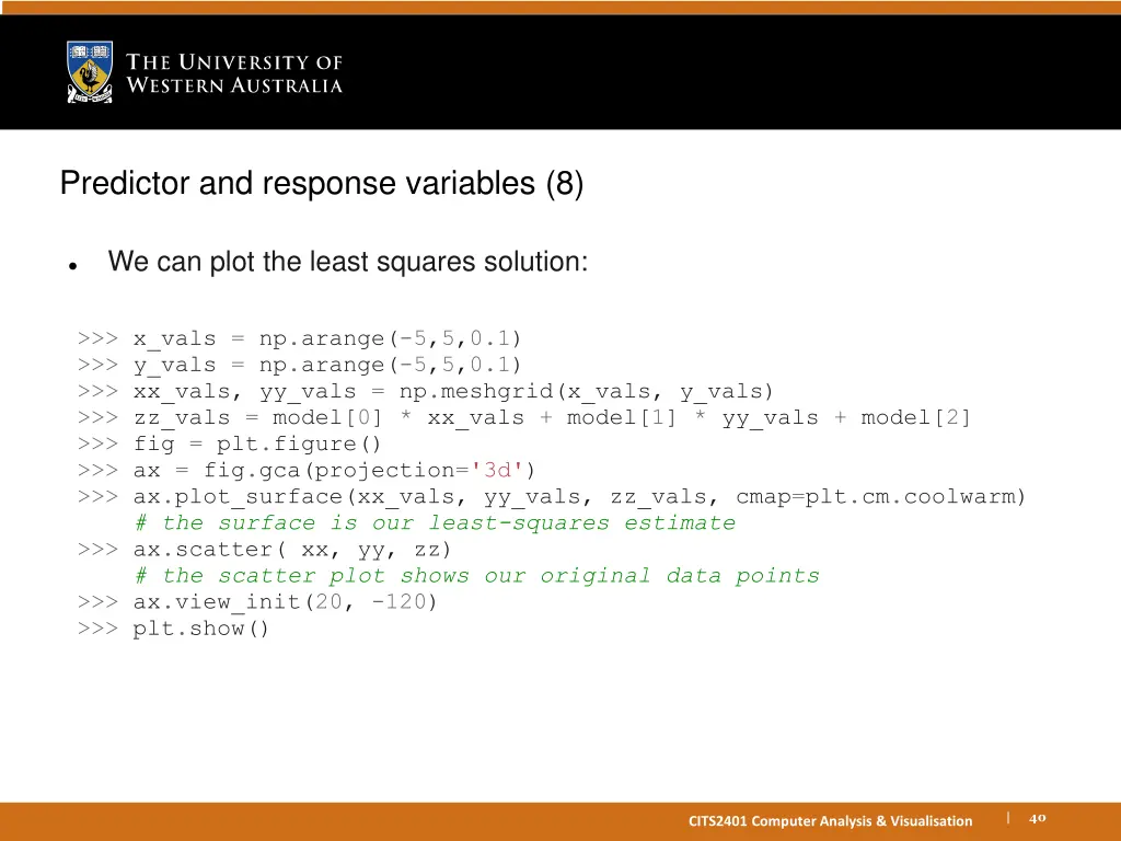 predictor and response variables 8