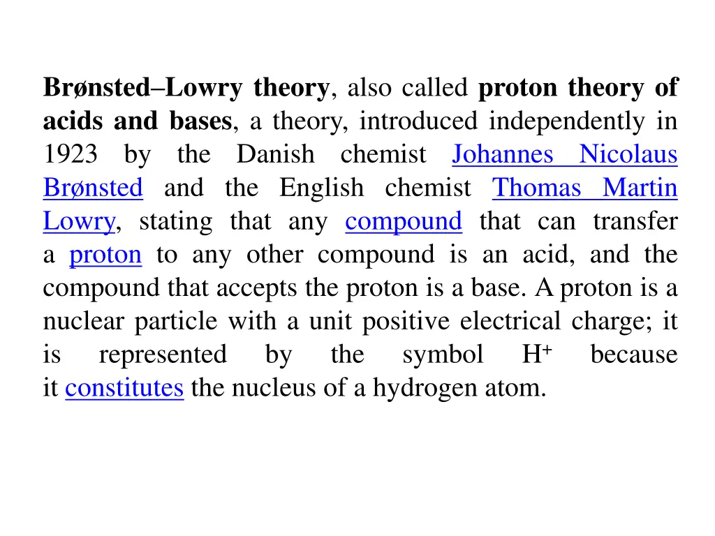 br nsted lowry theory also called proton theory