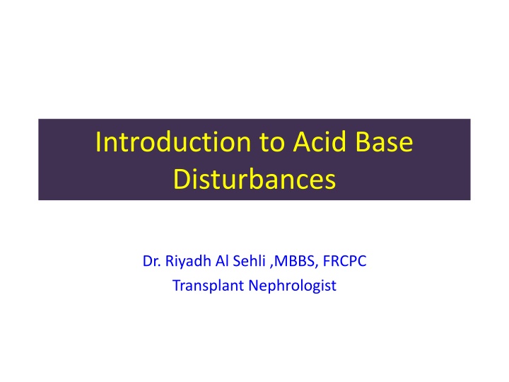 introduction to acid base disturbances