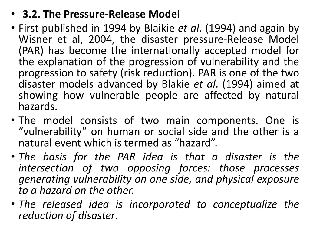 3 2 the pressure release model first published