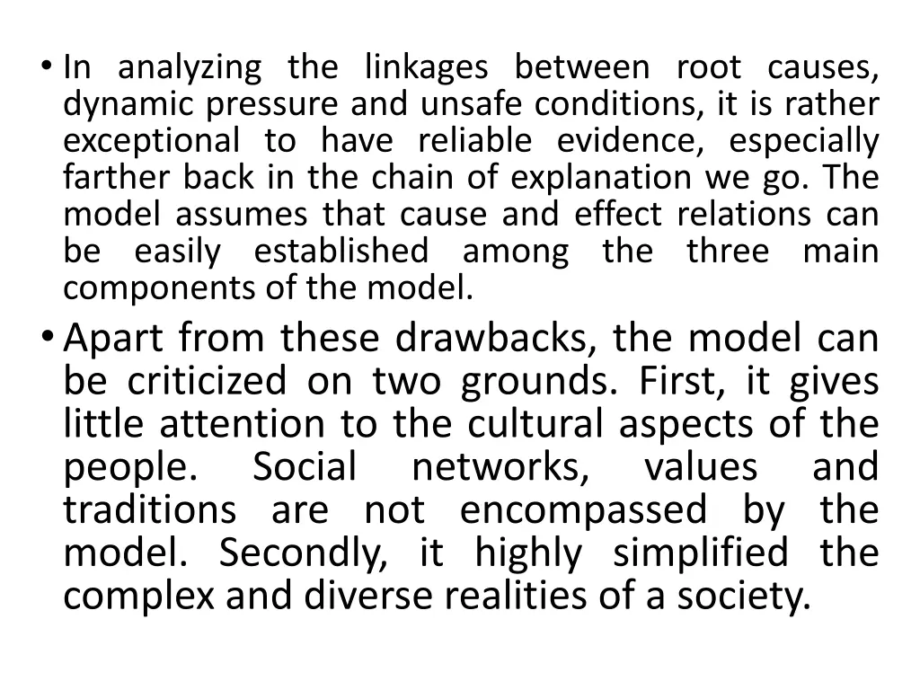 in analyzing the linkages between root causes