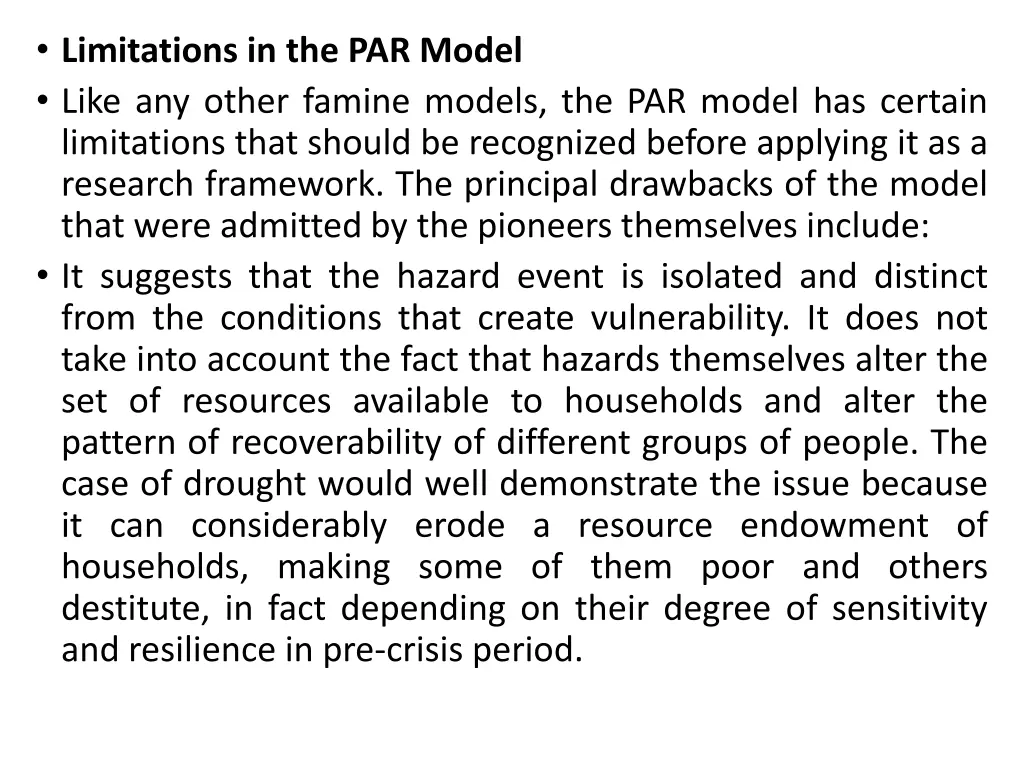 limitations in the par model like any other