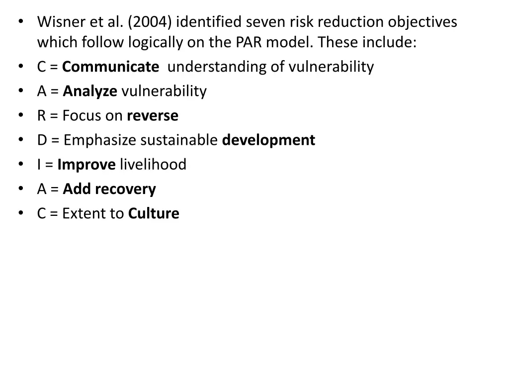 wisner et al 2004 identified seven risk reduction