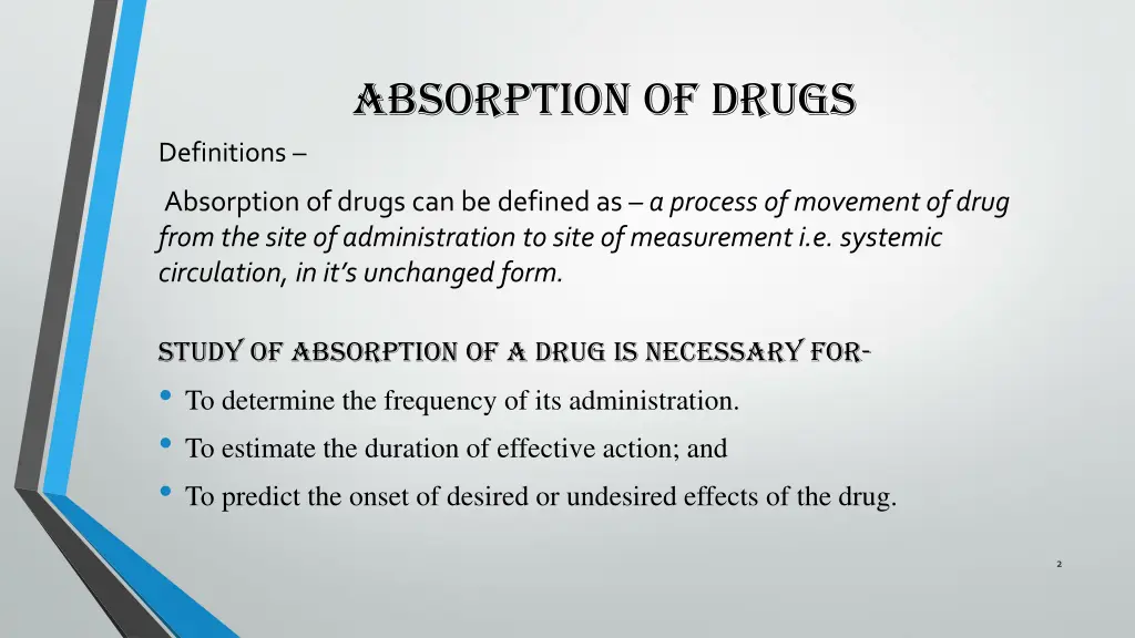 absorption of drugs