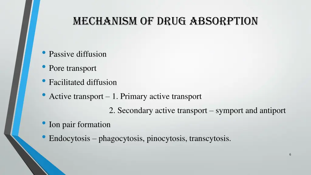 mechanism of drug absorption