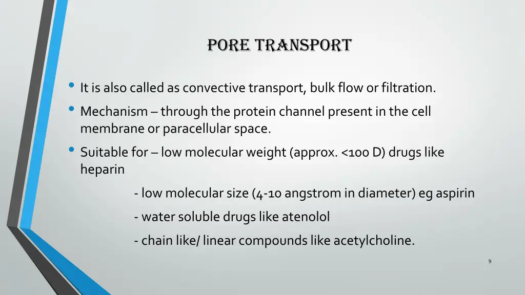 pore transport