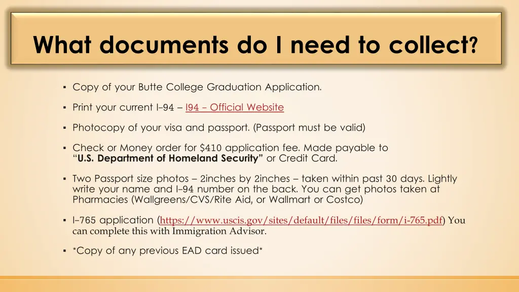 what documents do i need to collect