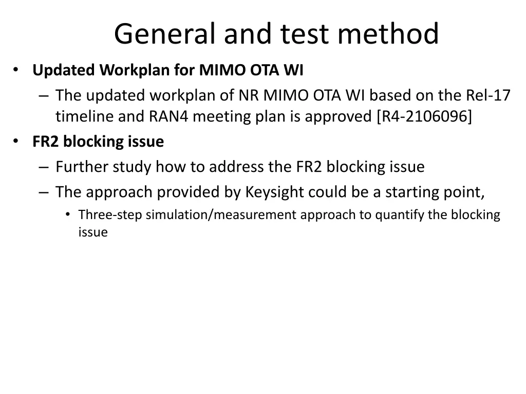 general and test method updated workplan for mimo