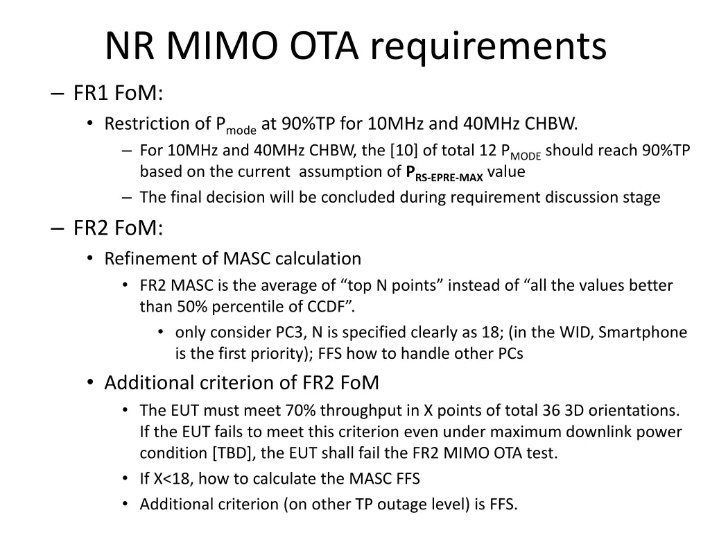 nr mimo ota requirements fr1 fom restriction