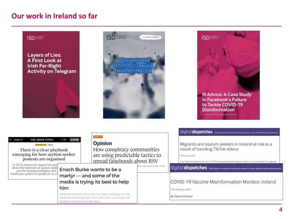 our work in ireland so far