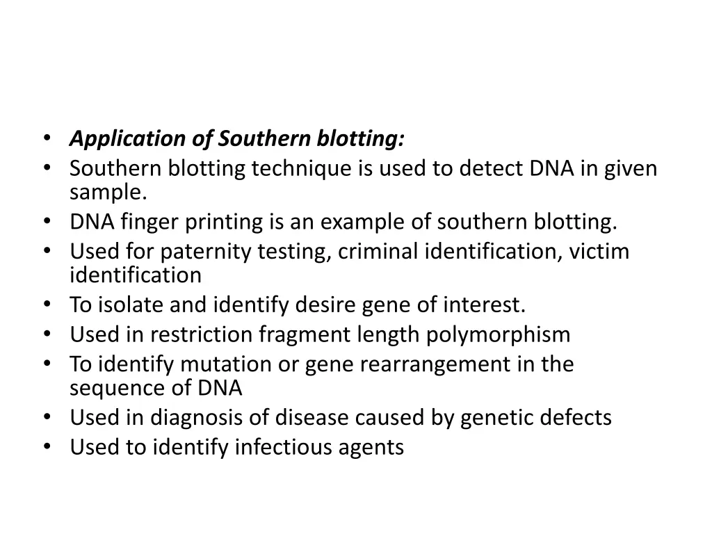 application of southern blotting southern