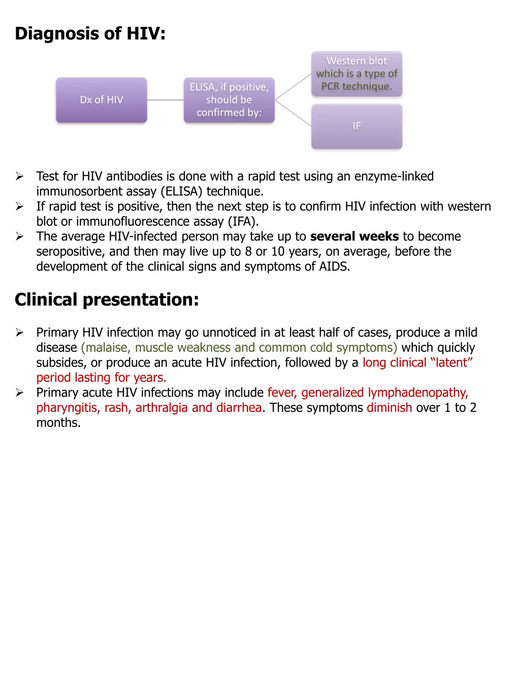 diagnosis of hiv