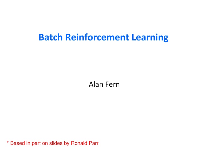 batch reinforcement learning