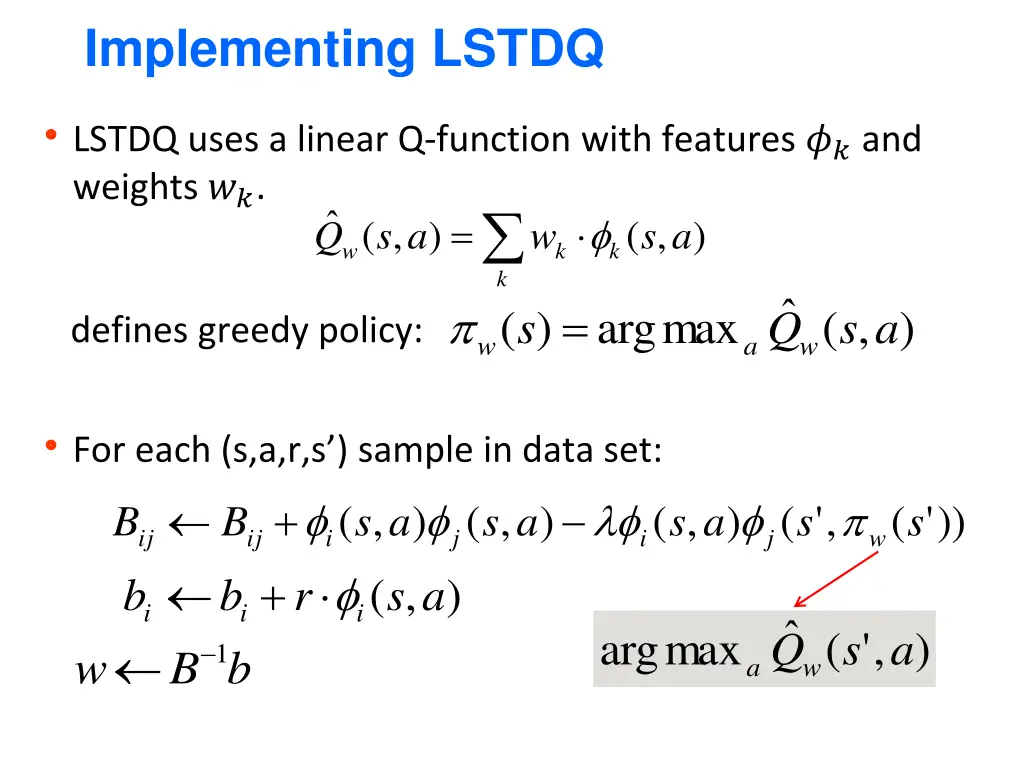 implementing lstdq