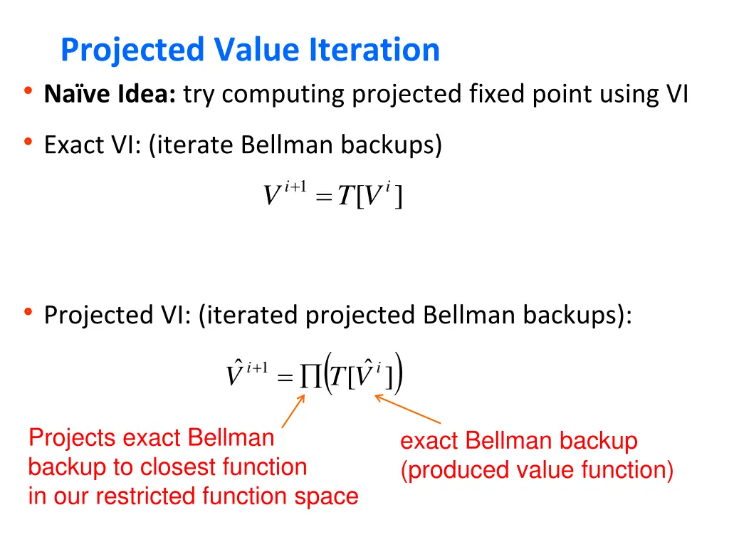 projected value iteration na ve idea