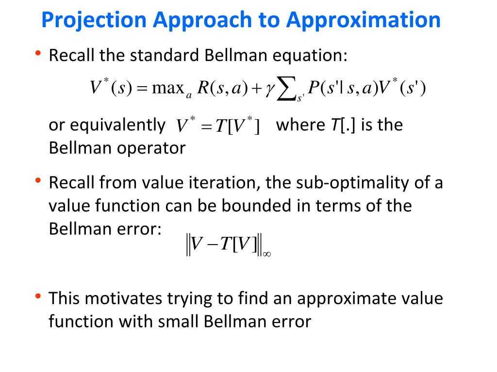 projection approach to approximation