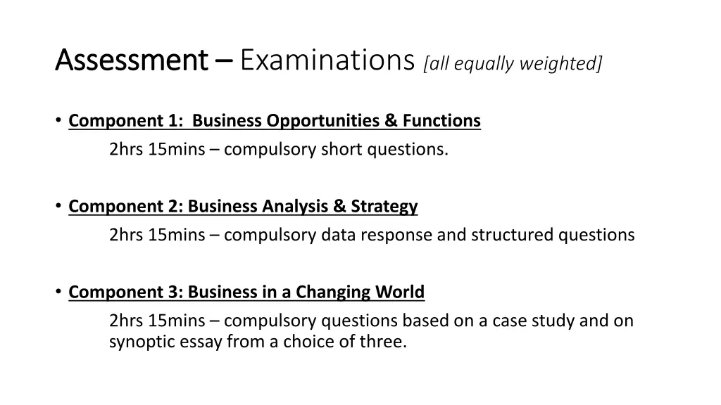 assessment assessment examinations all equally