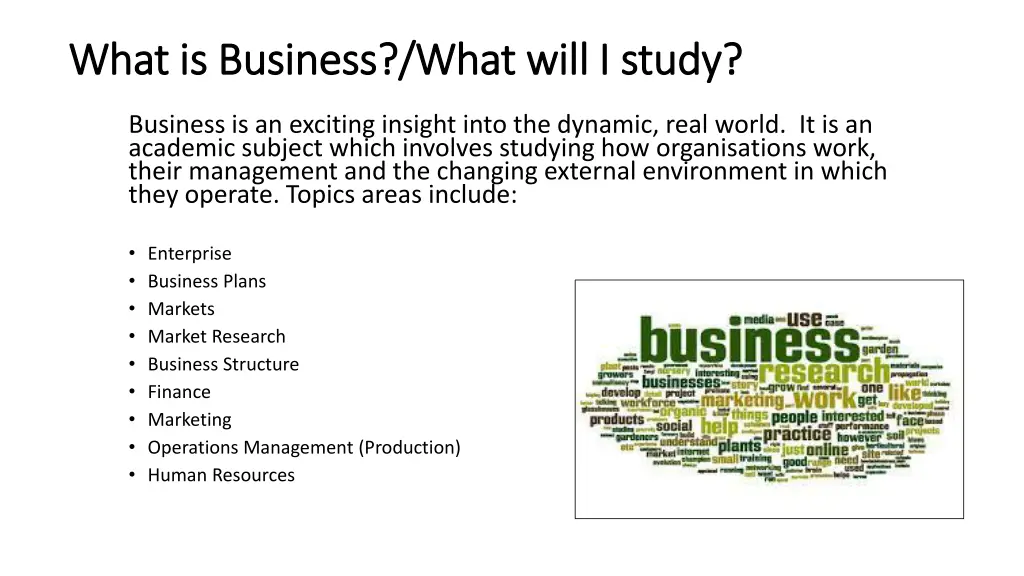 what is business what will i study what