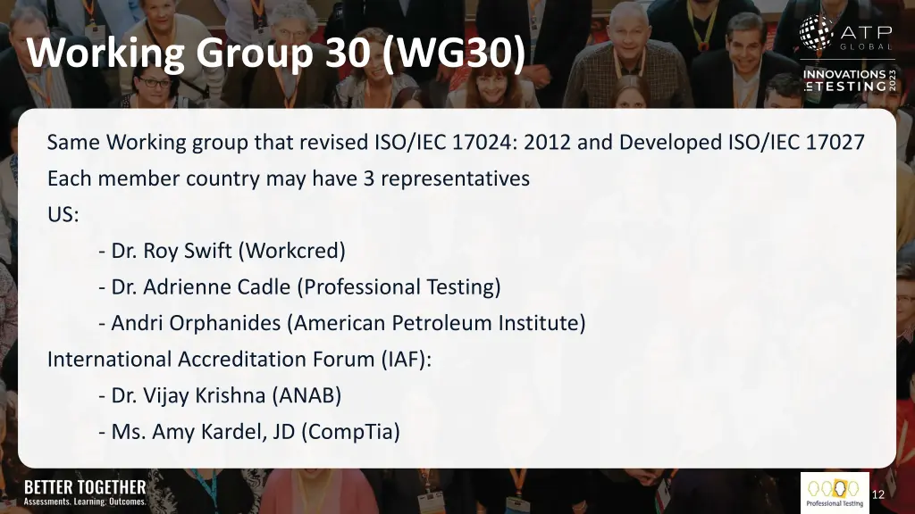 working group 30 wg30