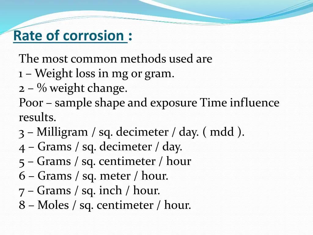 rate of corrosion