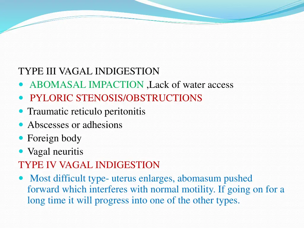 type iii vagal indigestion abomasal impaction