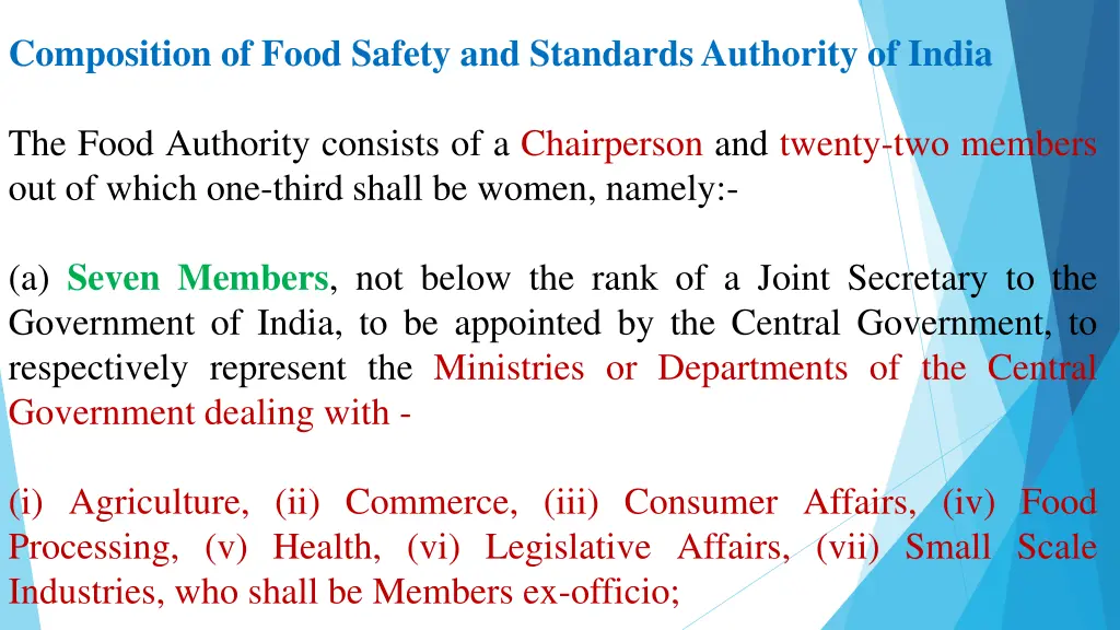 composition of food safety and standards