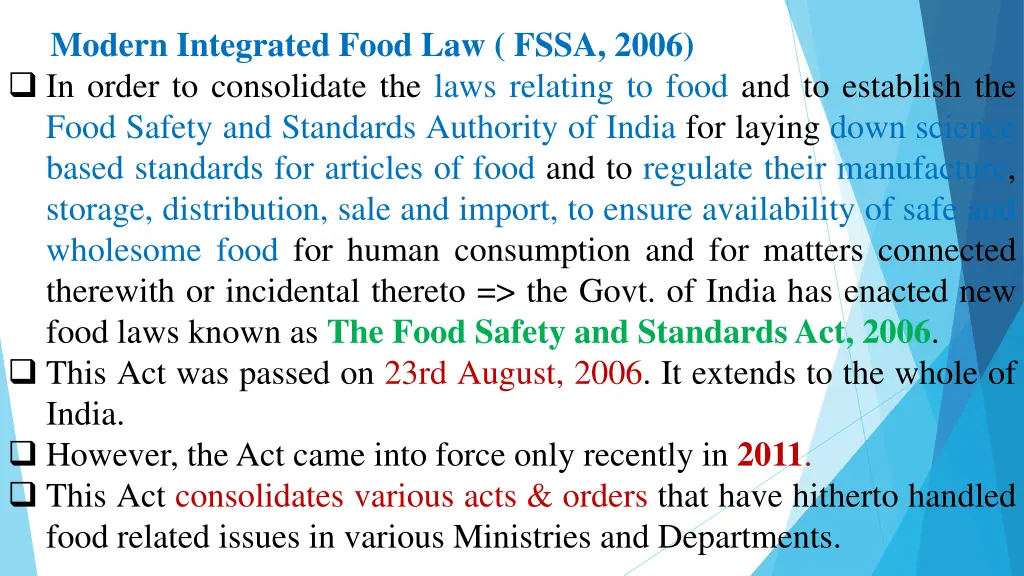 modern integrated food law fssa 2006 in order