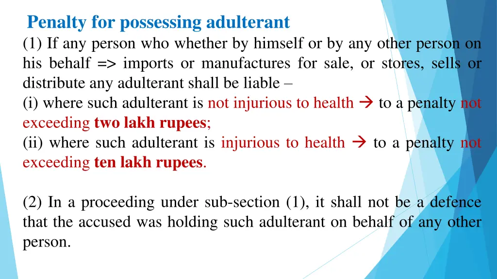 penalty for possessing adulterant 1 if any person