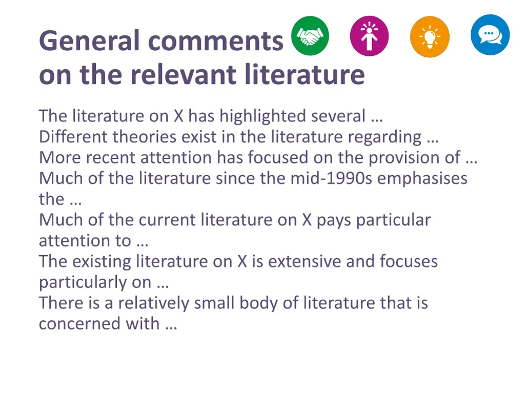 general comments on the relevant literature