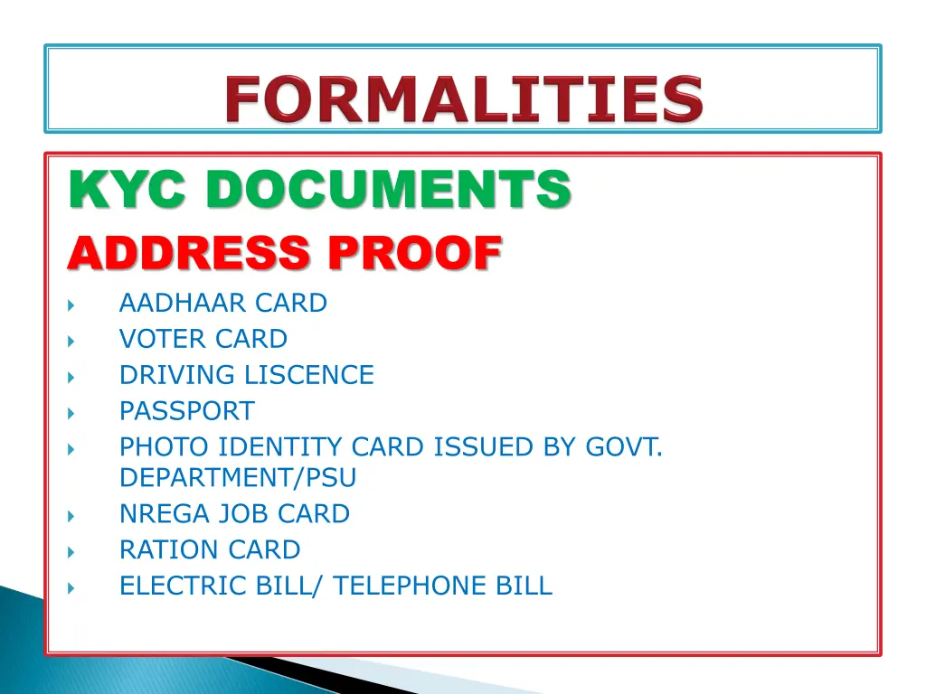 kyc documents address proof aadhaar card voter