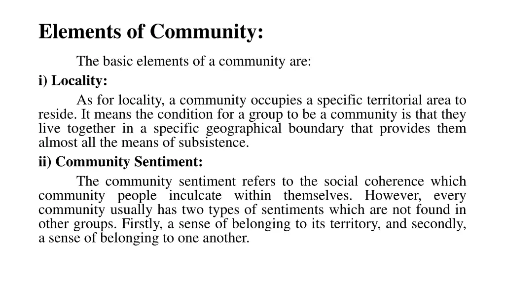 elements of community