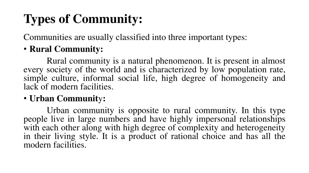 types of community