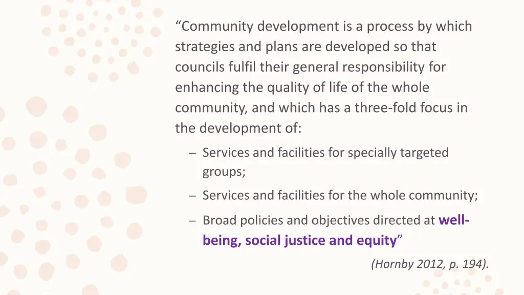 community development is a process by which