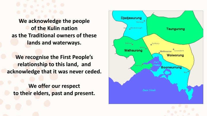 we acknowledge the people of the kulin nation