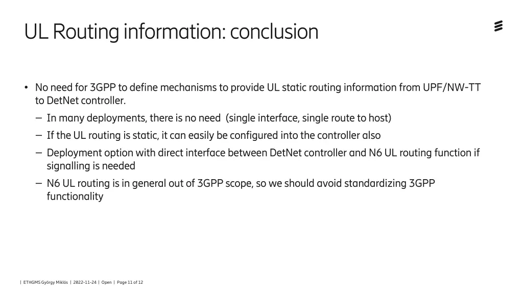 ul routing information conclusion