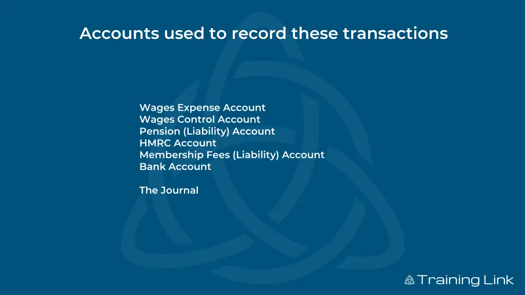 accounts used to record these transactions