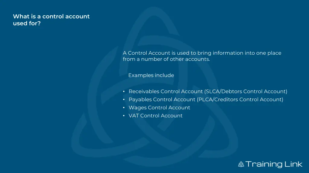 what is a control account used for