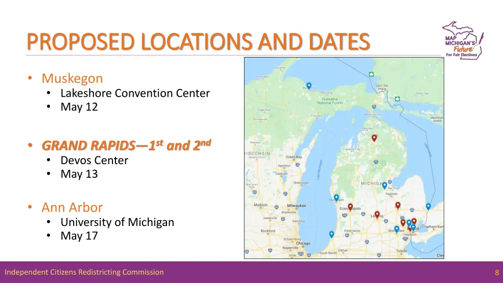 proposed locations and dates proposed locations 1