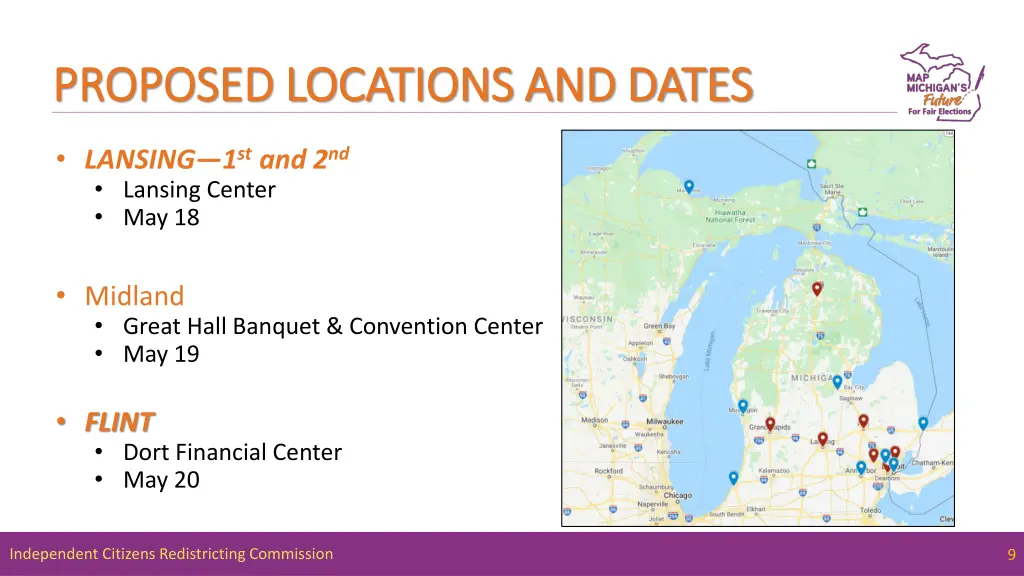 proposed locations and dates proposed locations 2