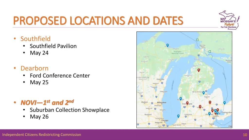 proposed locations and dates proposed locations 3