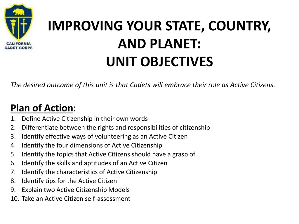 improving your state country and planet unit