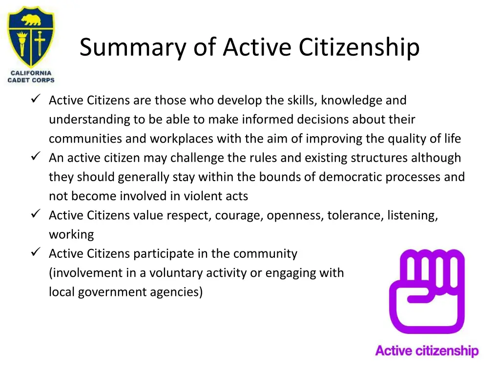 summary of active citizenship