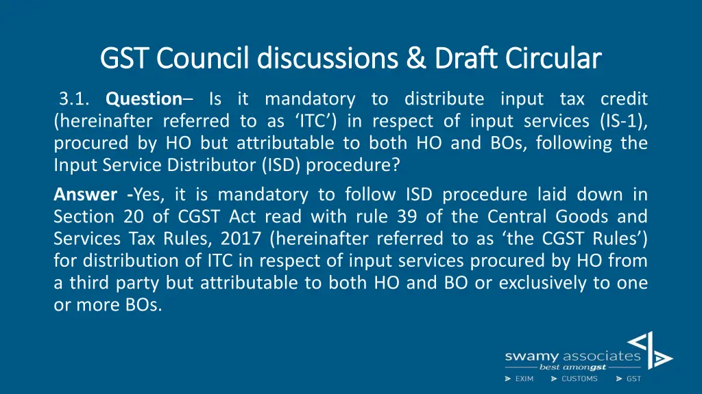 gst council discussions draft circular 1