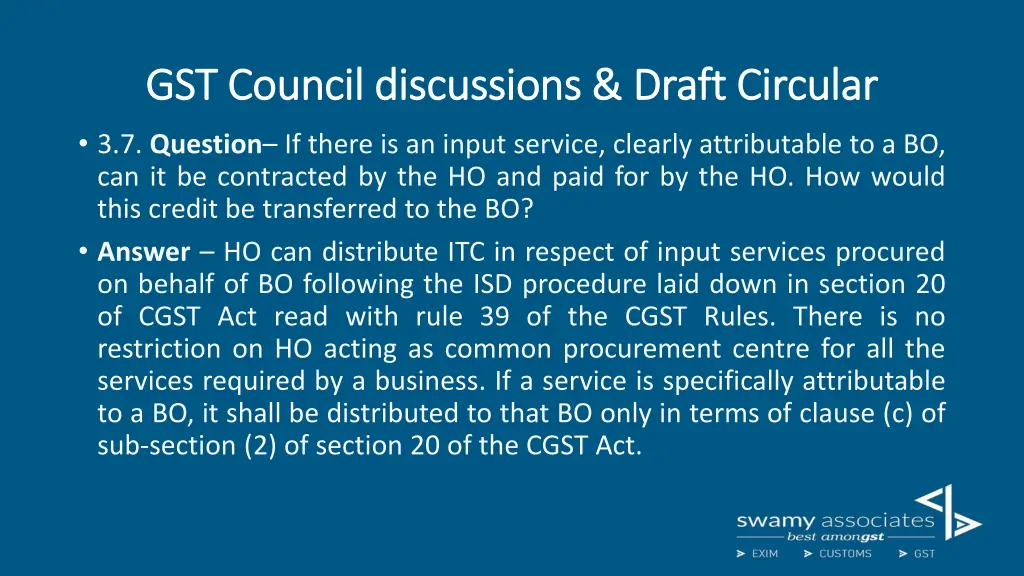 gst council discussions draft circular 8